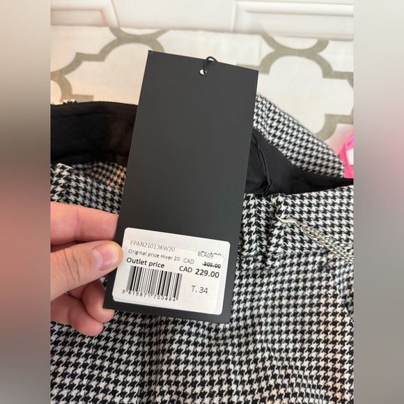 The Kooples houndstooth Wool blend pants with chains NWT Size 34= Size US 2 - Picture 9 of 15